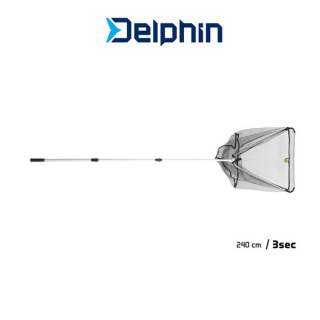 Podběrák Delphin kovový střed, pogumovaná síťka 60x60/240cm